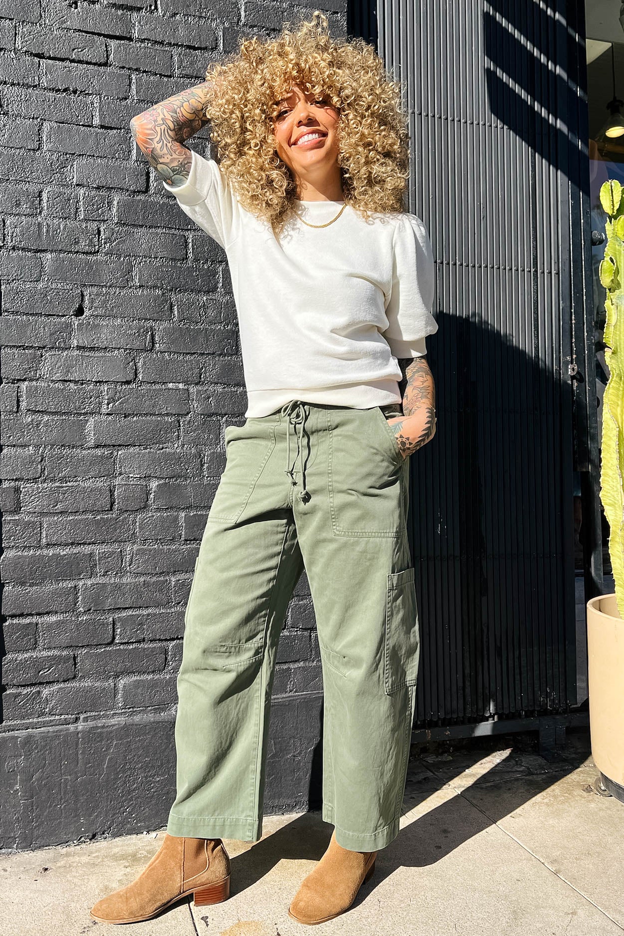 Pistola Sabrina Curved Utility Pant - Meadow | Garmentory