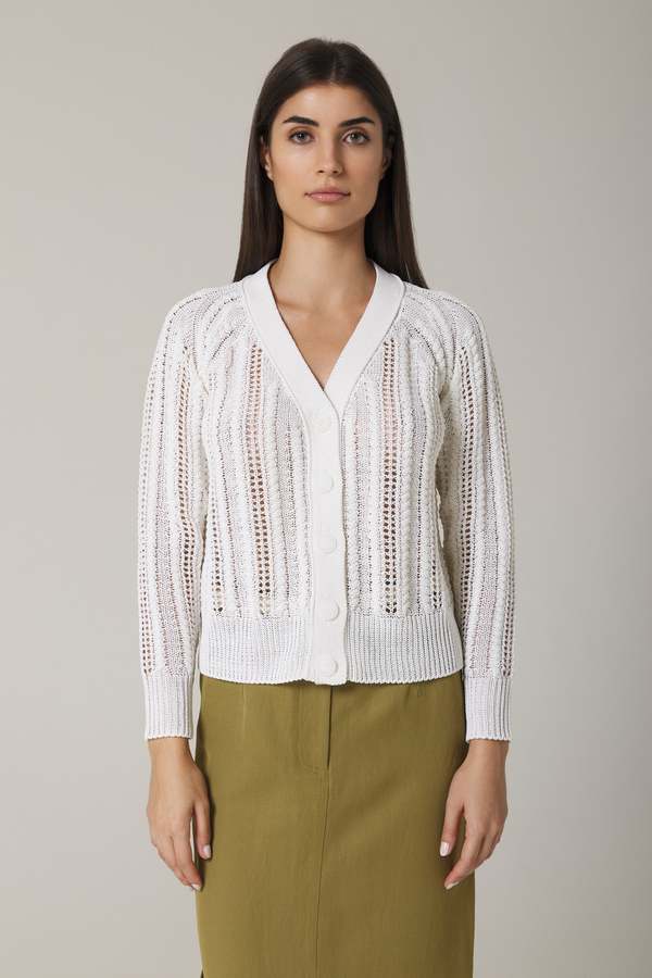 Santicler Sorina Cable Stitch Cardigan - Soft White