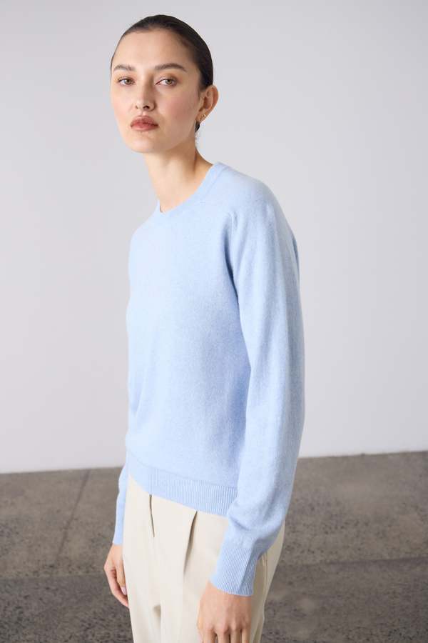 Laing Home Sam Cashmere Crew - Sky