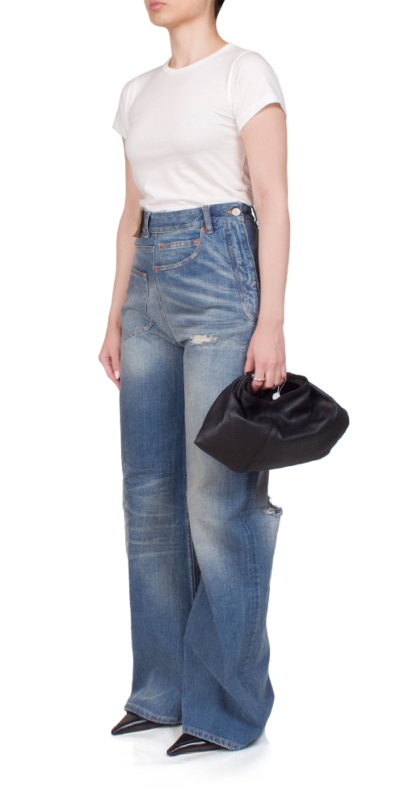 MM6 Maison Margiela Twist Wide Leg Jeans - Blue