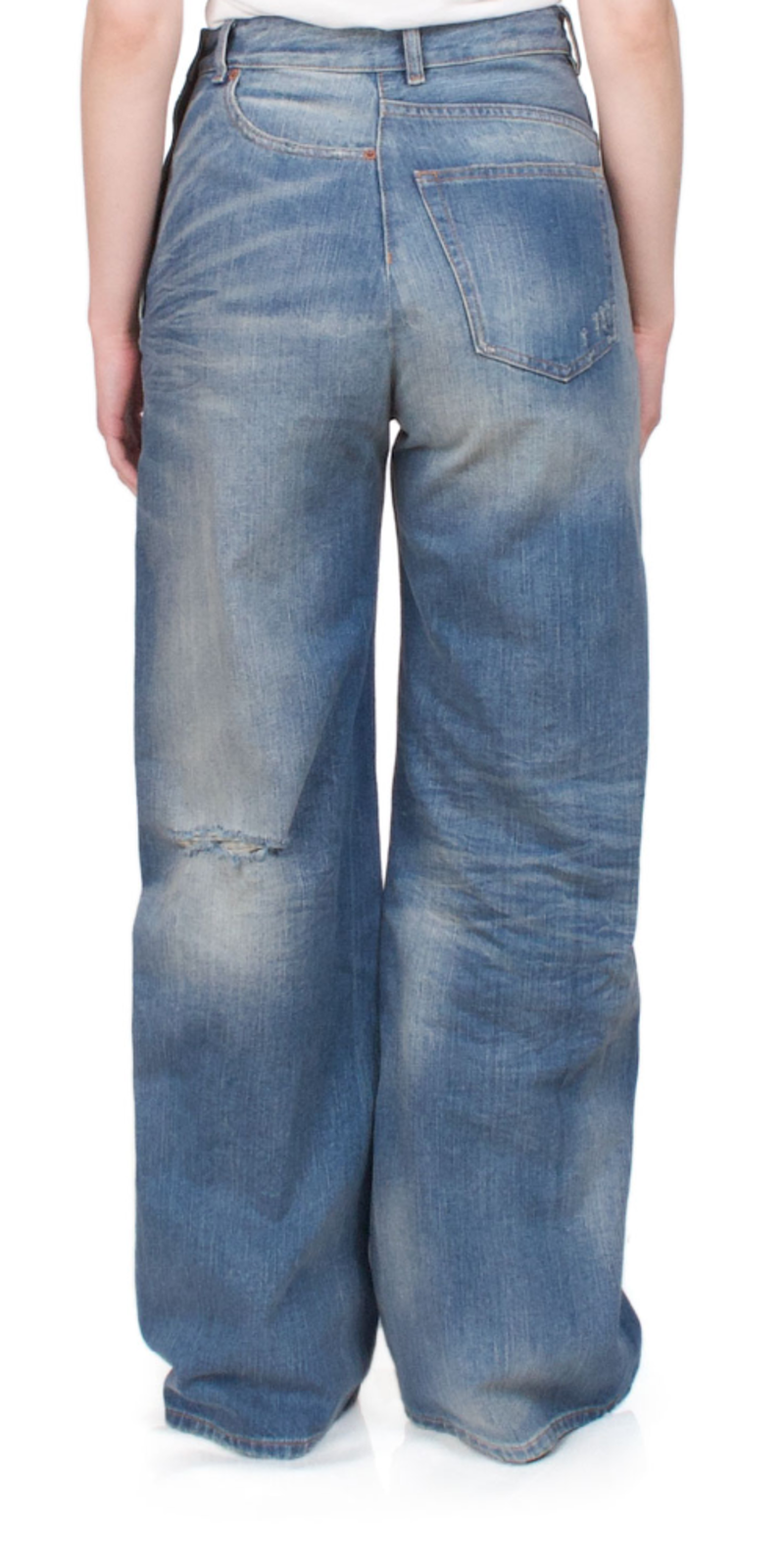 MM6 Maison Margiela Twist Wide Leg Jeans - Blue