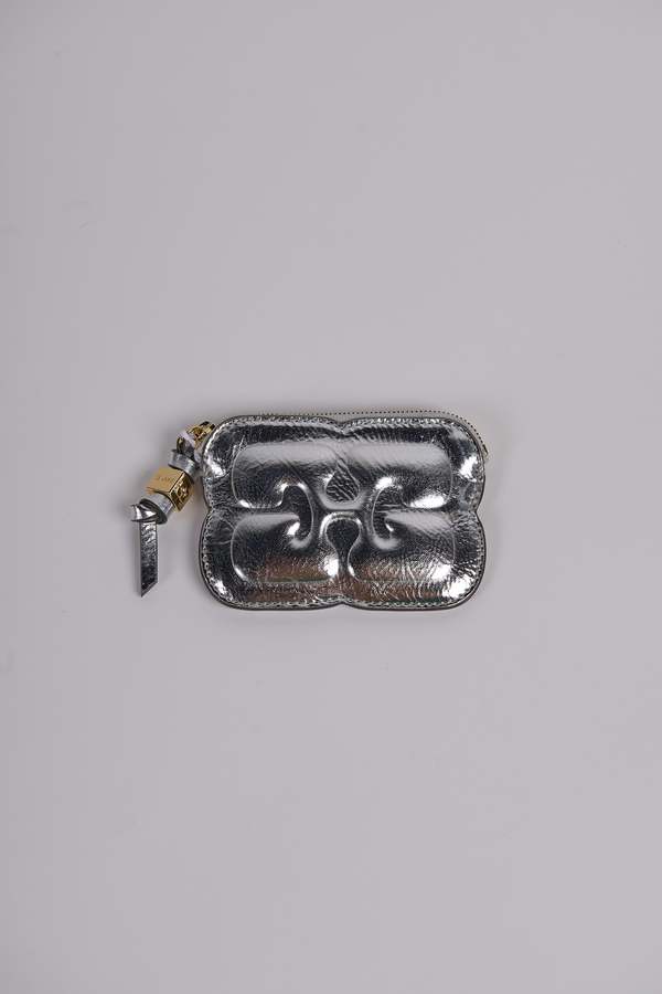 Ganni Bou Compact Zipped Wallet - Silver | Garmentory