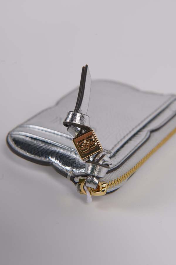 Ganni Bou Compact Zipped Wallet - Silver | Garmentory