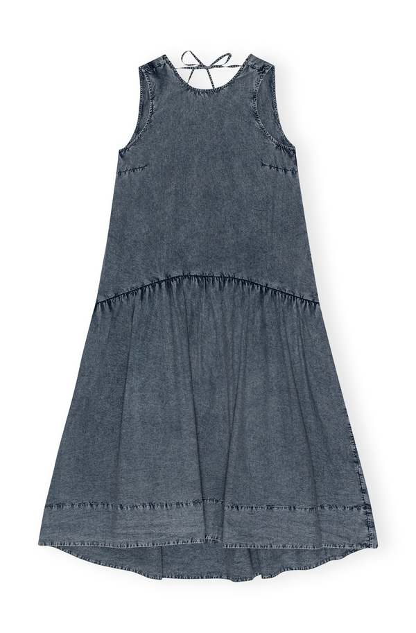 ワンピース Ganni Denim midi dress with open back Leopard Leopard Open-back Mini Denim Dress | GANNI US