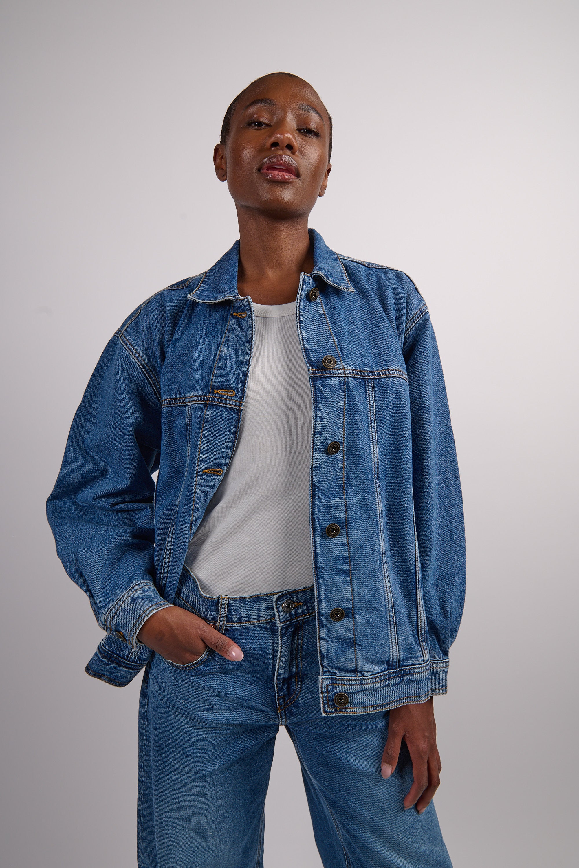 Outland denim Eddie Jacket - Moment Mid Blue | Garmentory