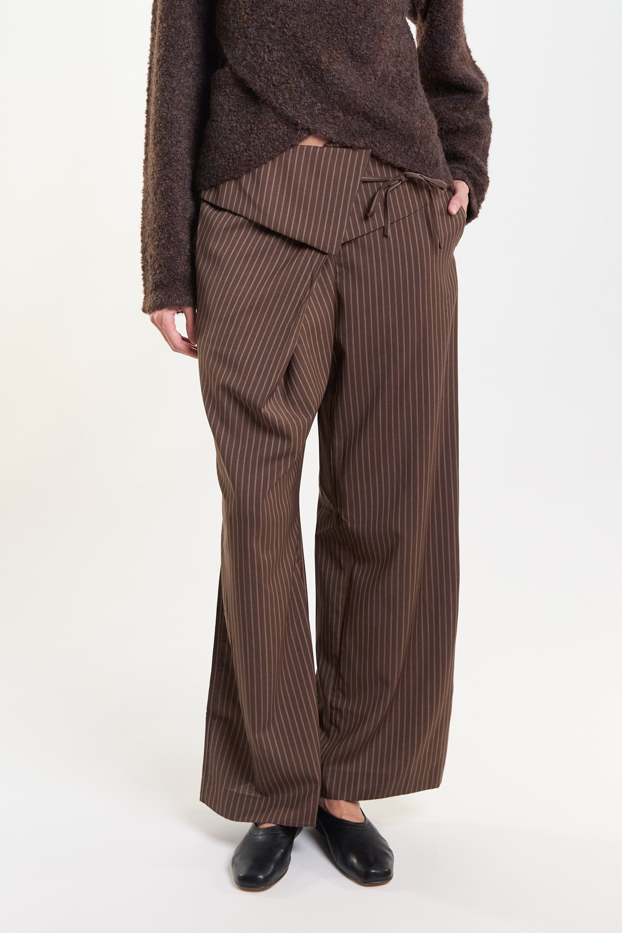 Deiji Studios Folded Wool Pant - Sable Stripe | Garmentory