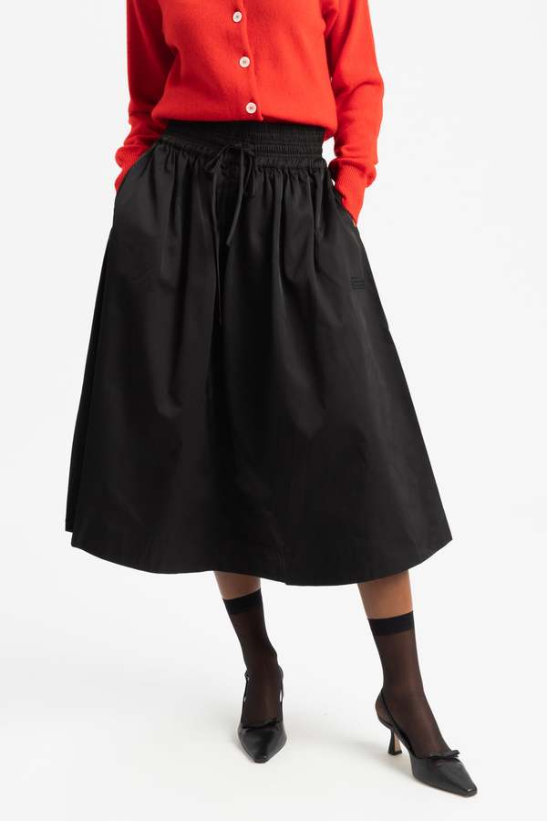 【残り1点】andmary Mel gather skirt black S Kira Maxi Wrap Skirt in Black Silk/Wool | Shop Ann Mashburn