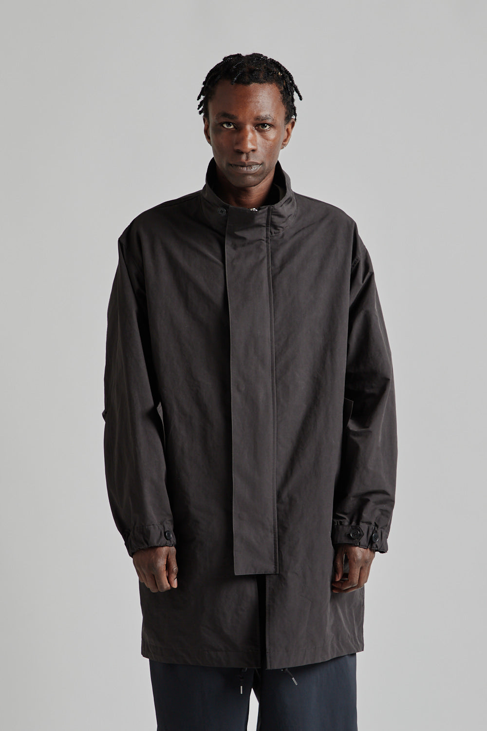 25 STILL BY HAND Stand collar coat コート Still By Hand Stand Collar Coat - Ink Black | Garmentory
