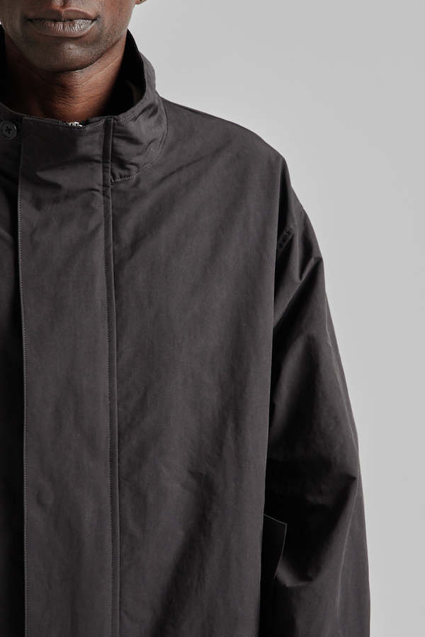 Still By Hand Stand Collar Coat - Ink Black | Garmentory