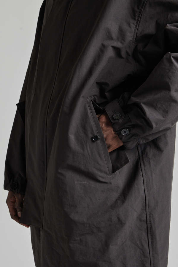 Still By Hand Stand Collar Coat - Ink Black | Garmentory