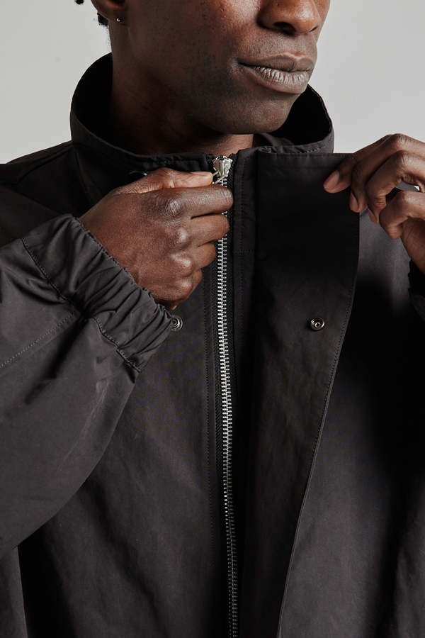 Still By Hand Stand Collar Coat - Ink Black | Garmentory