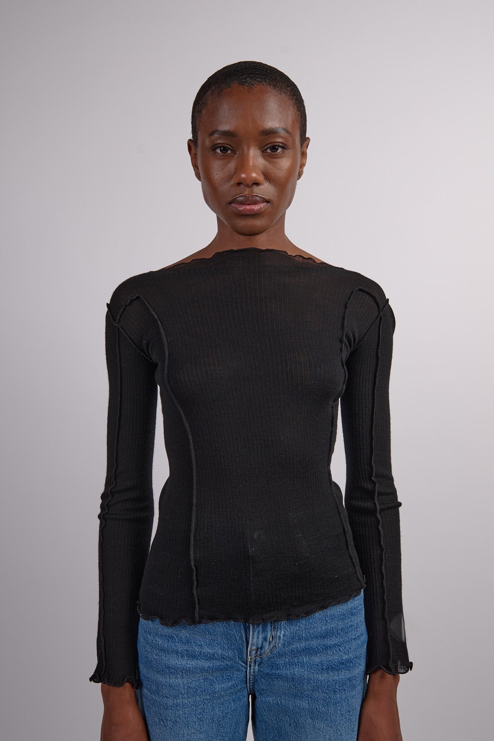 Baserange カットソー　Omato long sleeve Omato Long Sleeve Tee in Off white | Fine organic cotton rib