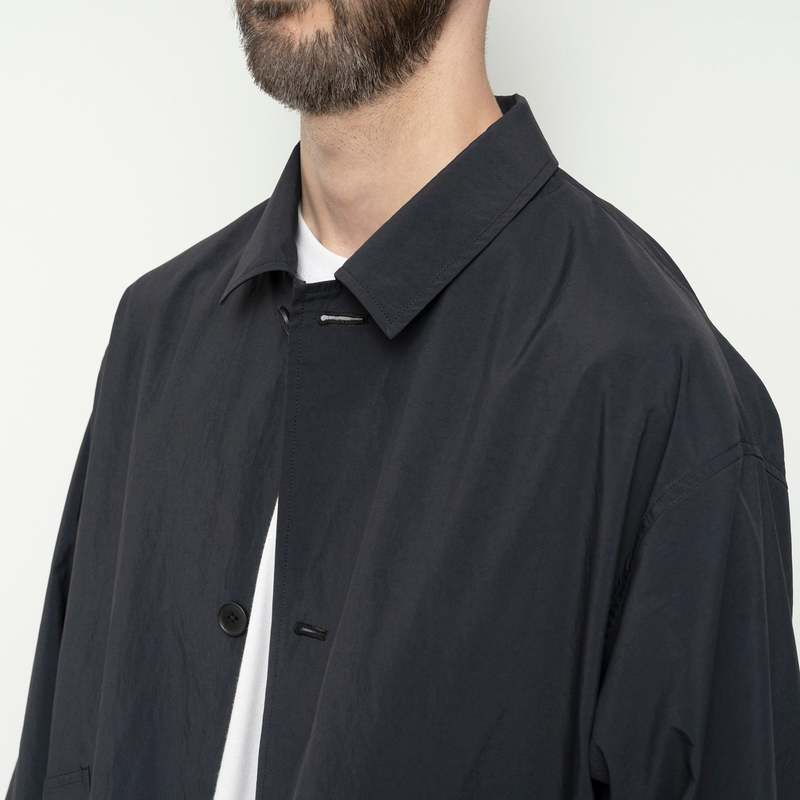 Still By Hand Airy Half Coat - Ink Black | Garmentory