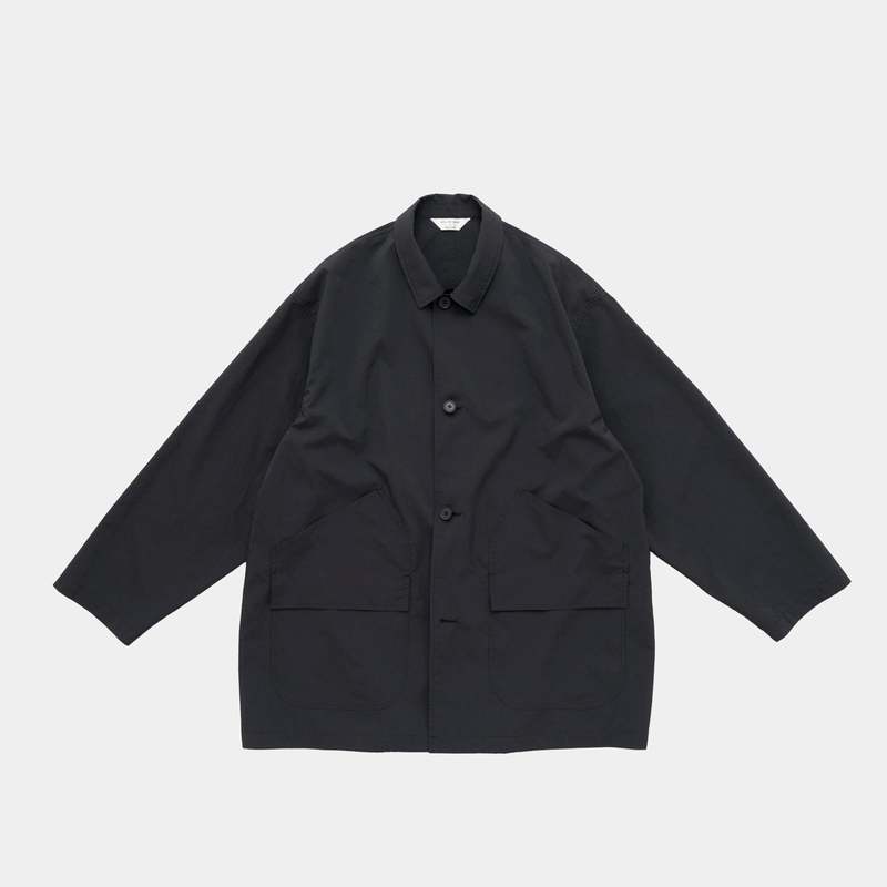 Still By Hand Airy Half Coat - Ink Black | Garmentory