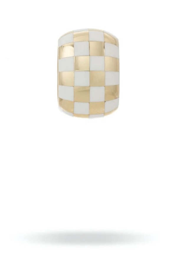 Adina Reyter White Ceramic Checkerboard Big Bead