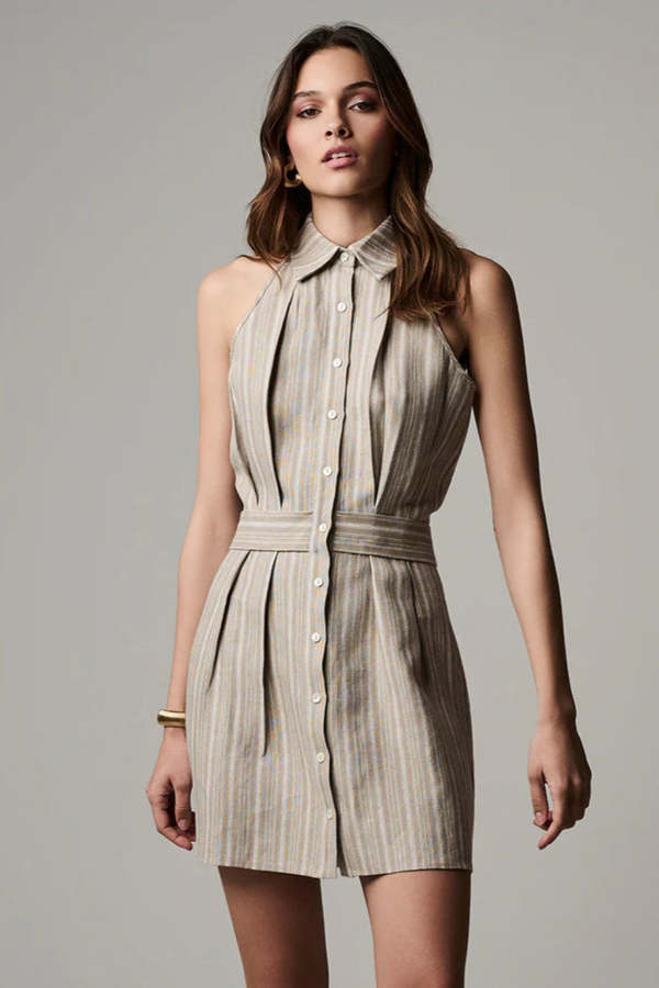 hevron domino mini dress HEVRON Domino Mini Dress in White