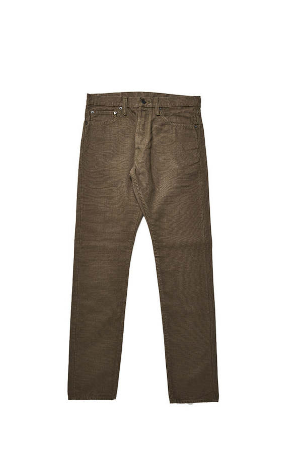 Pure Blue Japan Woven Heavy Duck Cloth Relaxed Tapered Wash - Olive