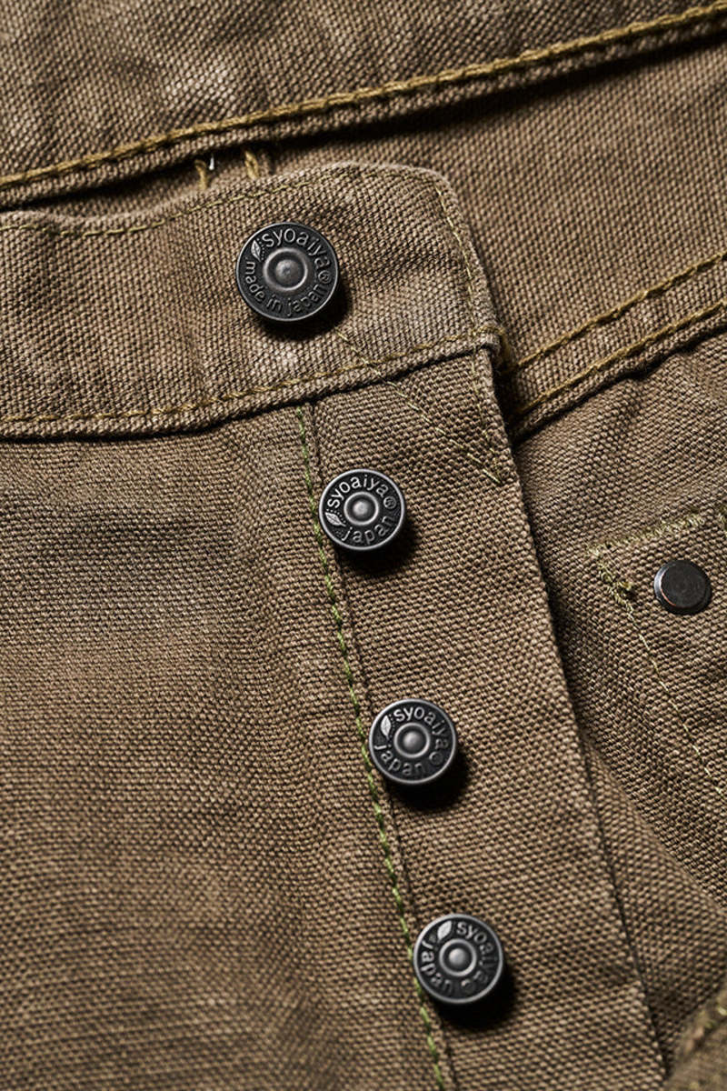 Pure Blue Japan Woven Heavy Duck Cloth Relaxed Tapered Wash - Olive Pure Blue Japan Woven Heavy Duck Cloth Relaxed Tapered Wash - Olive