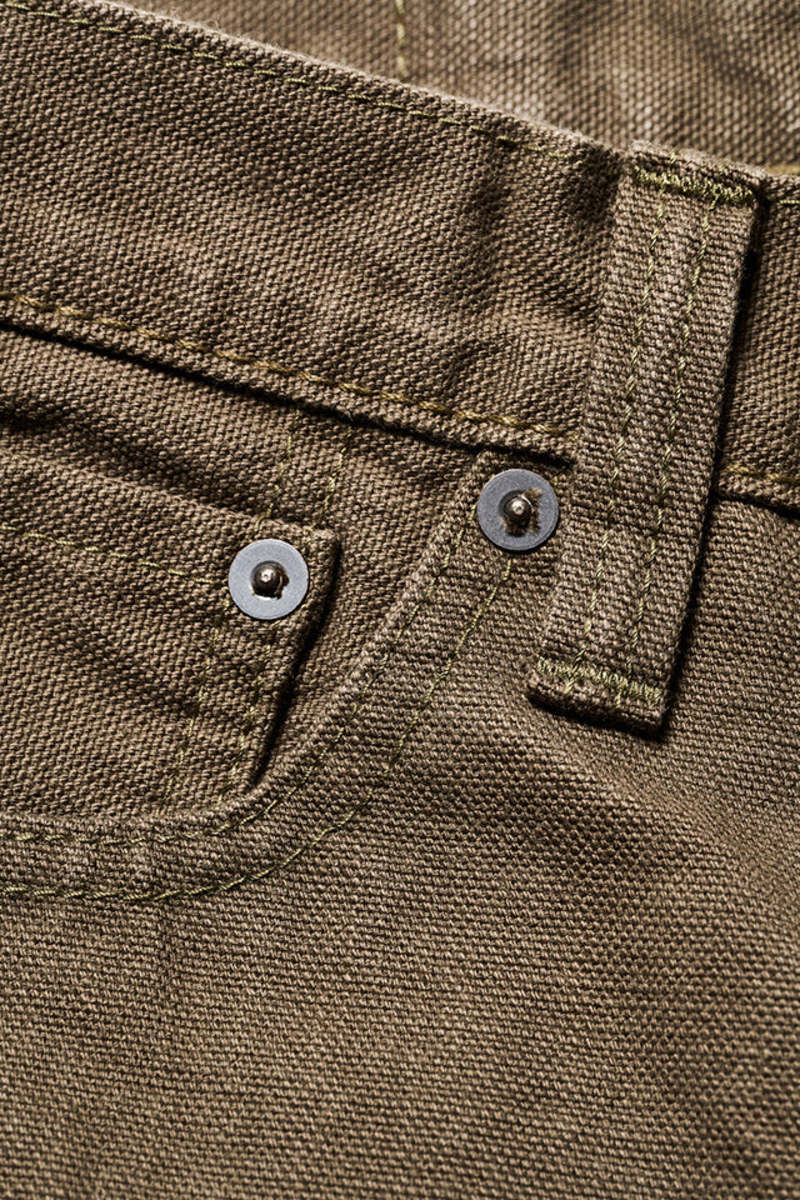 Pure Blue Japan Woven Heavy Duck Cloth Relaxed Tapered Wash - Olive Pure Blue Japan Woven Heavy Duck Cloth Relaxed Tapered Wash - Olive