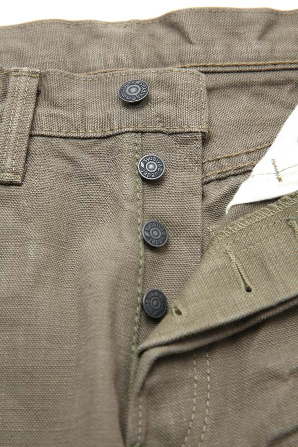 Pure Blue Japan Woven Heavy Duck Cloth Relaxed Tapered Wash - Olive Pure Blue Japan Woven Heavy Duck Cloth Relaxed Tapered Wash - Olive