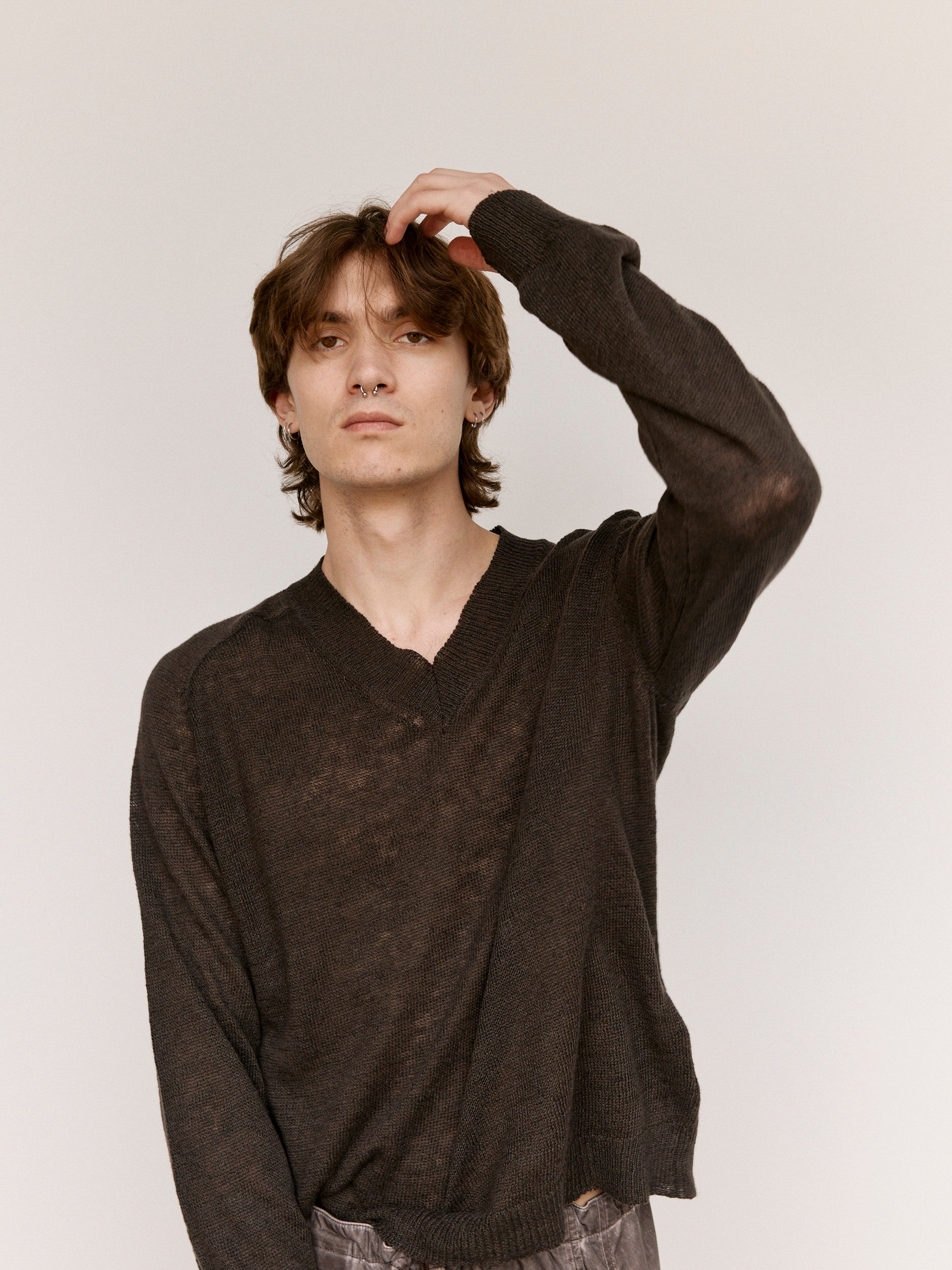 【OUR LEGACY】Rue V-Neck Nori Green Our Legacy Khaki Rue V-Neck Sweater - Nori Green Cyclone L