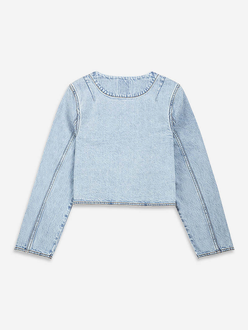 ジャケット・アウター UFO ATCA2 JACKET Ver.FADED COLOR DENIM Jeff Oversized Denim Jacket In Light Indigo Bleached Stripe