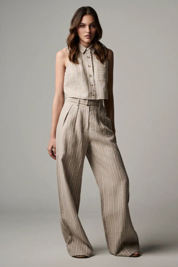 Hevron Alina Pant - Tawny Stripe