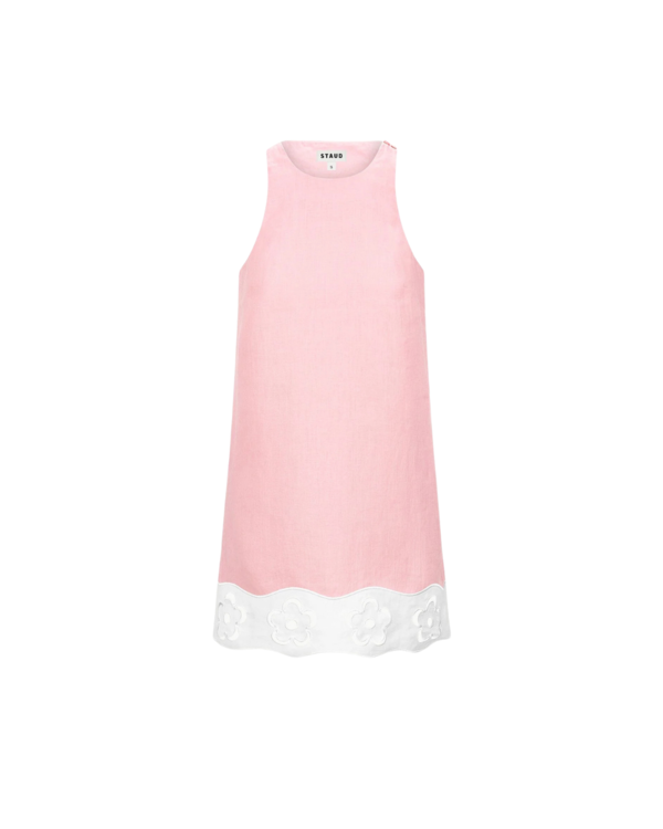 staud mika linen dress Staud Mika Linen Dress - Faded Blush/White