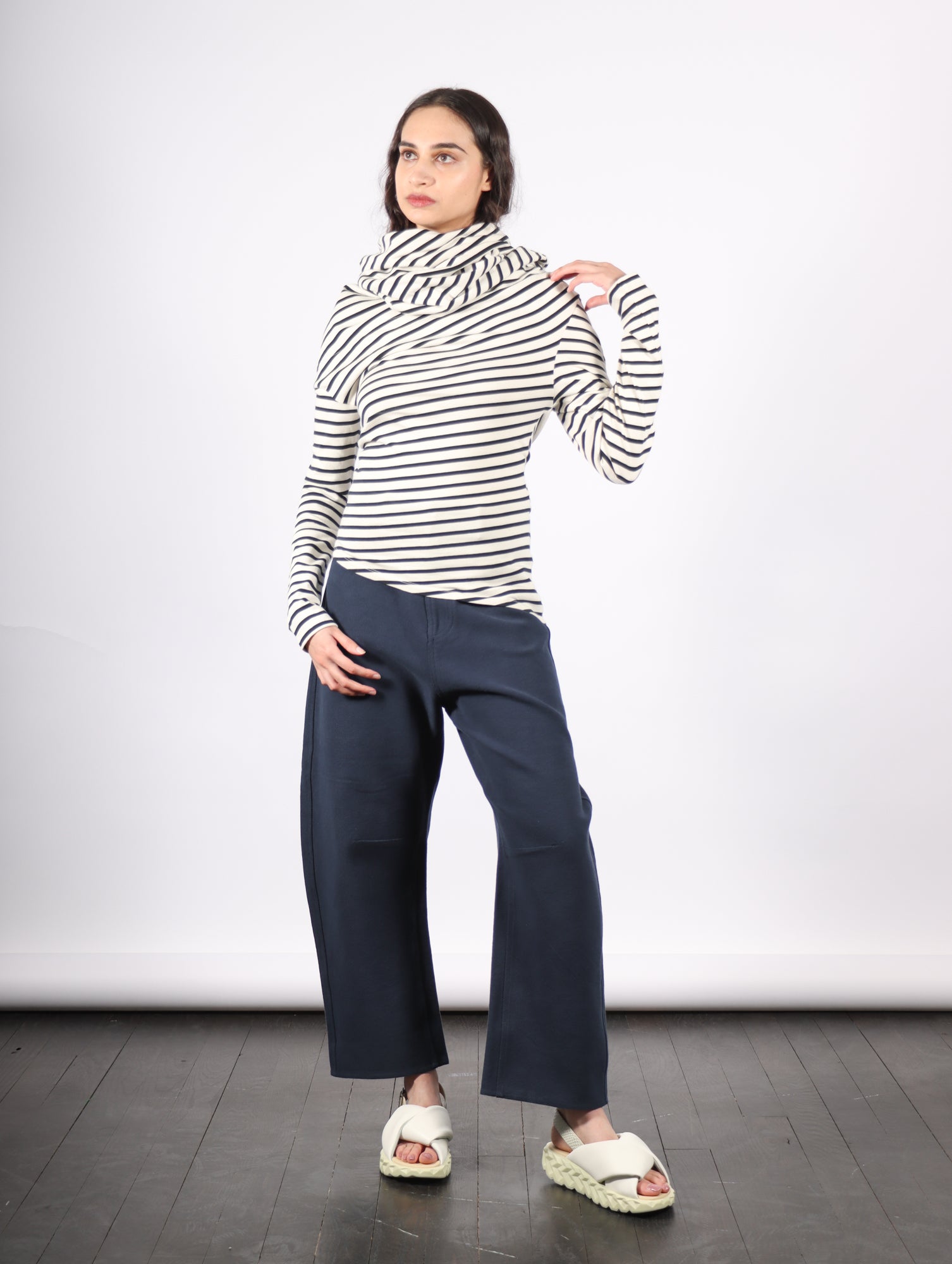トップス PHEENY PRINT JERSEY DRAPE NECK (MULTI) Jersey Cowl Neck Draped Top Stripe | Luxury Womenswear