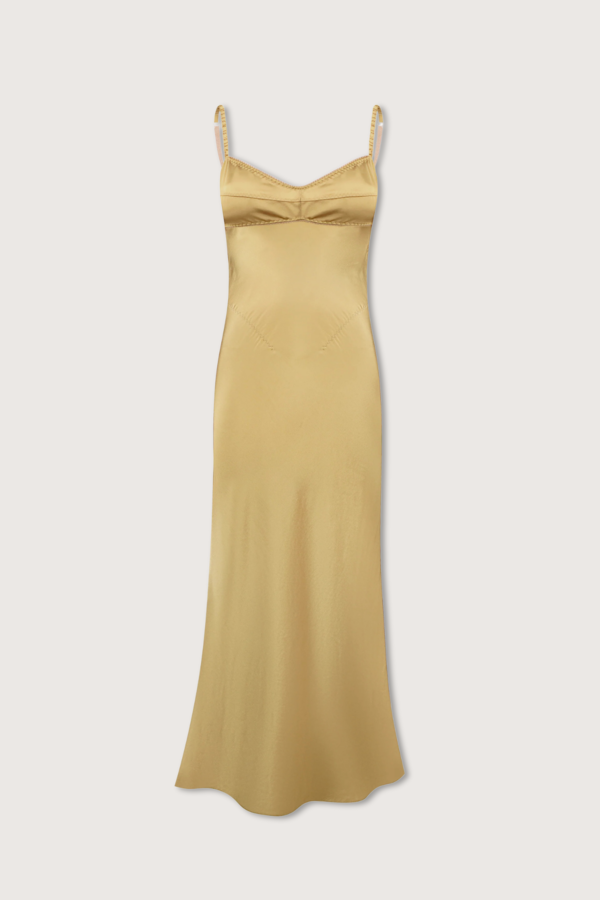 Anna October Waterlily Midi Dress - Lux Gold | Garmentory Anna October Waterlily Midi Dress - Lux Gold | Garmentory
