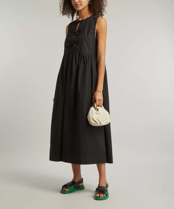 white christmas dresses Ganni Cotton Poplin V-Neck Midi Dress main image 0