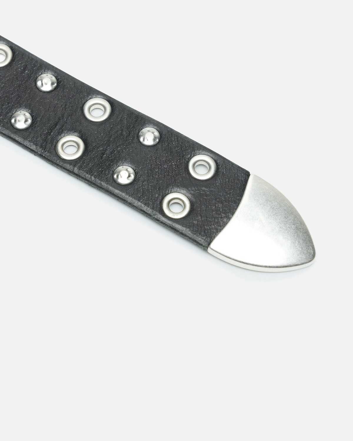 Our Legacy Studded Double Tongue Belt - Flecking Black Leather