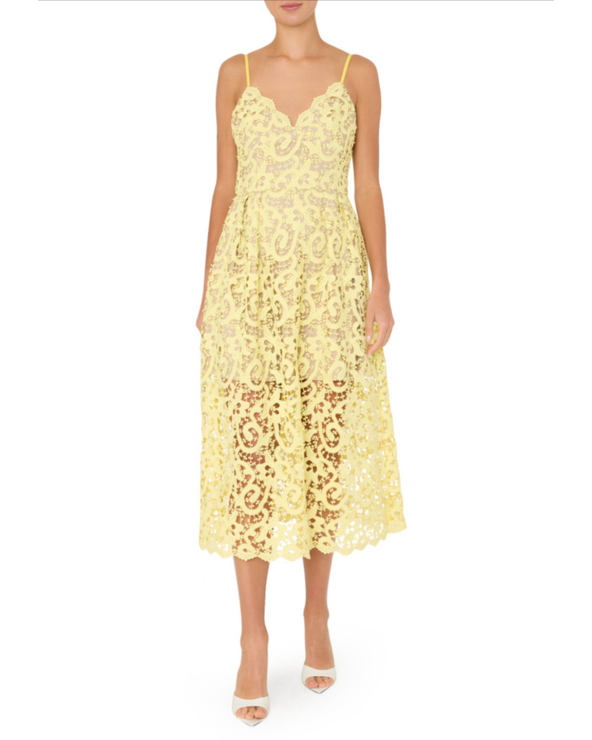 Milly Ellie Lace Midi Dress - Yellow | Garmentory