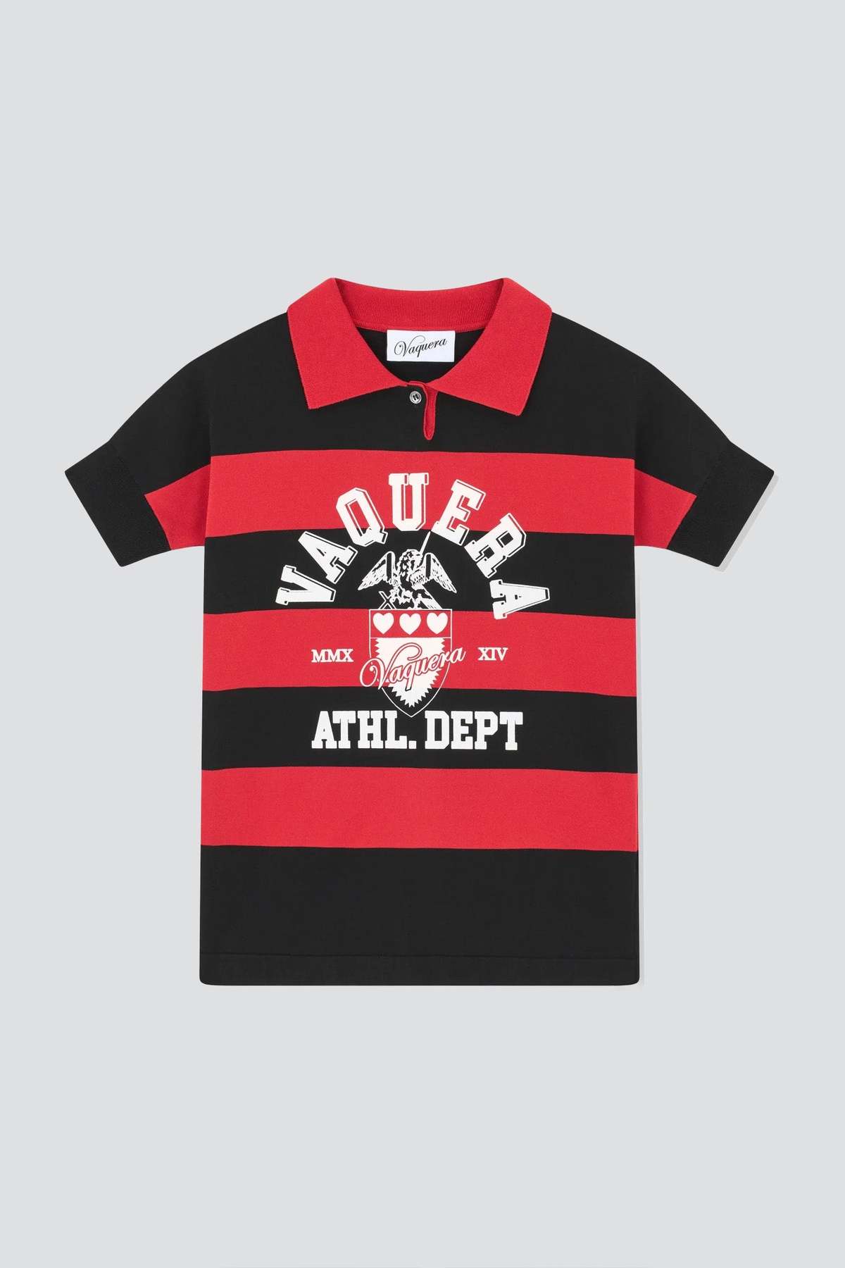 Vaquera Black/Red Striped Polo Knit | Garmentory