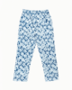 PO-EM Easy Lounger Pants - Indigo Floral Block Print - Thumbnail 1