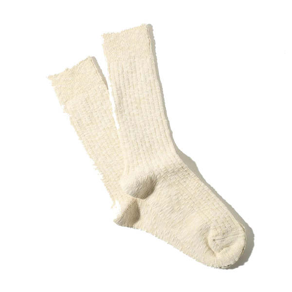 Anonymous Ism Light Weight Slub Crew Socks - Ivory