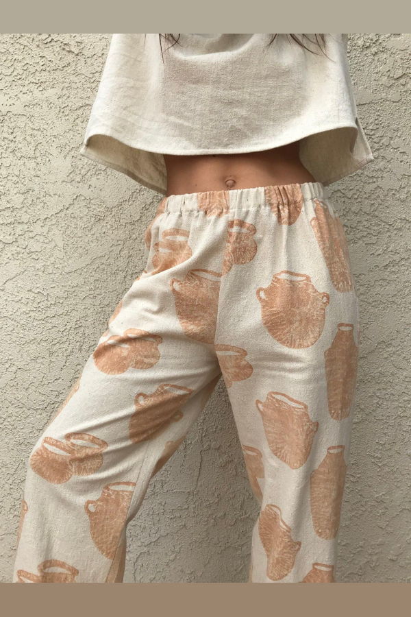 PO-EM Cotton Lounger Pants in Jug Block Print