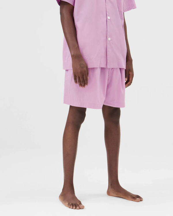 TEKLA Cotton Poplin Pyjamas Shorts - Purple Pink