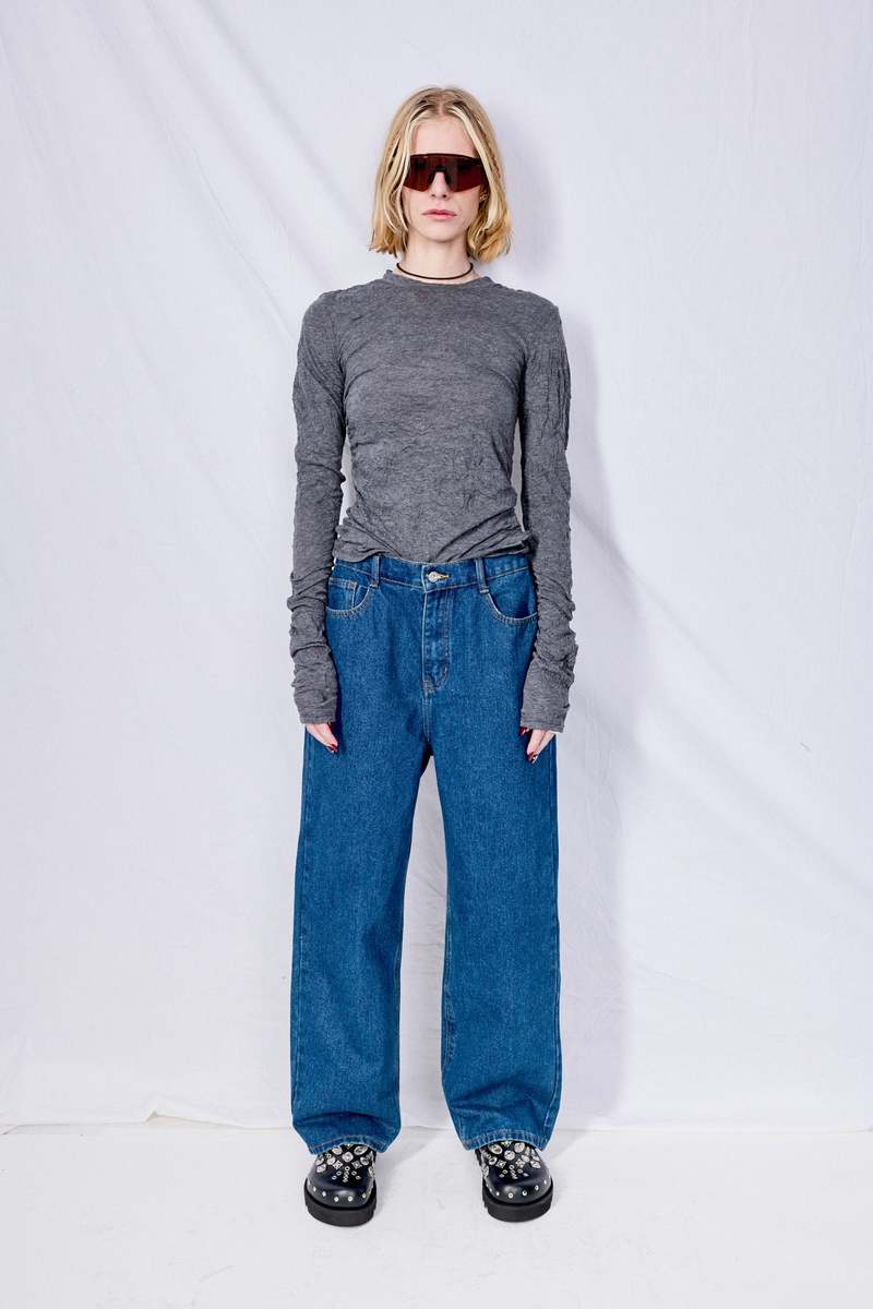 Our Legacy Anthracite Crinkle Gauze Strain Slim Longsleeve