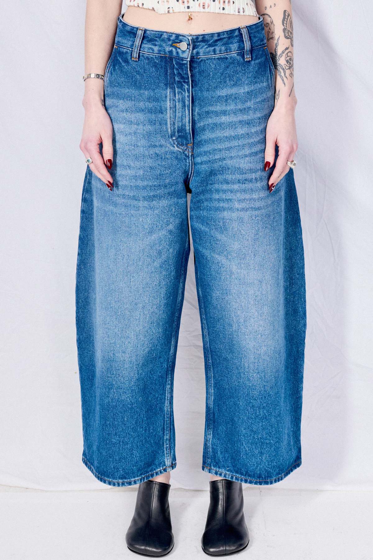 Studio Nicholson Worn Wash Indigo Chalco Denim Pant | Garmentory