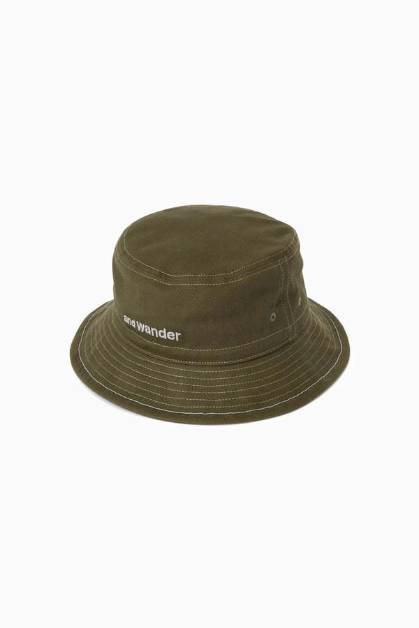 and wander Cotton Twill Bucket Hat - Olive
