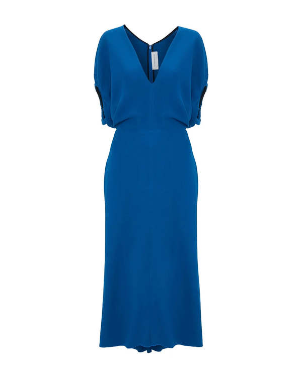knee length dresses for ladies Sapphire Satin Front Slit Sleeveless Midi Slip Dress