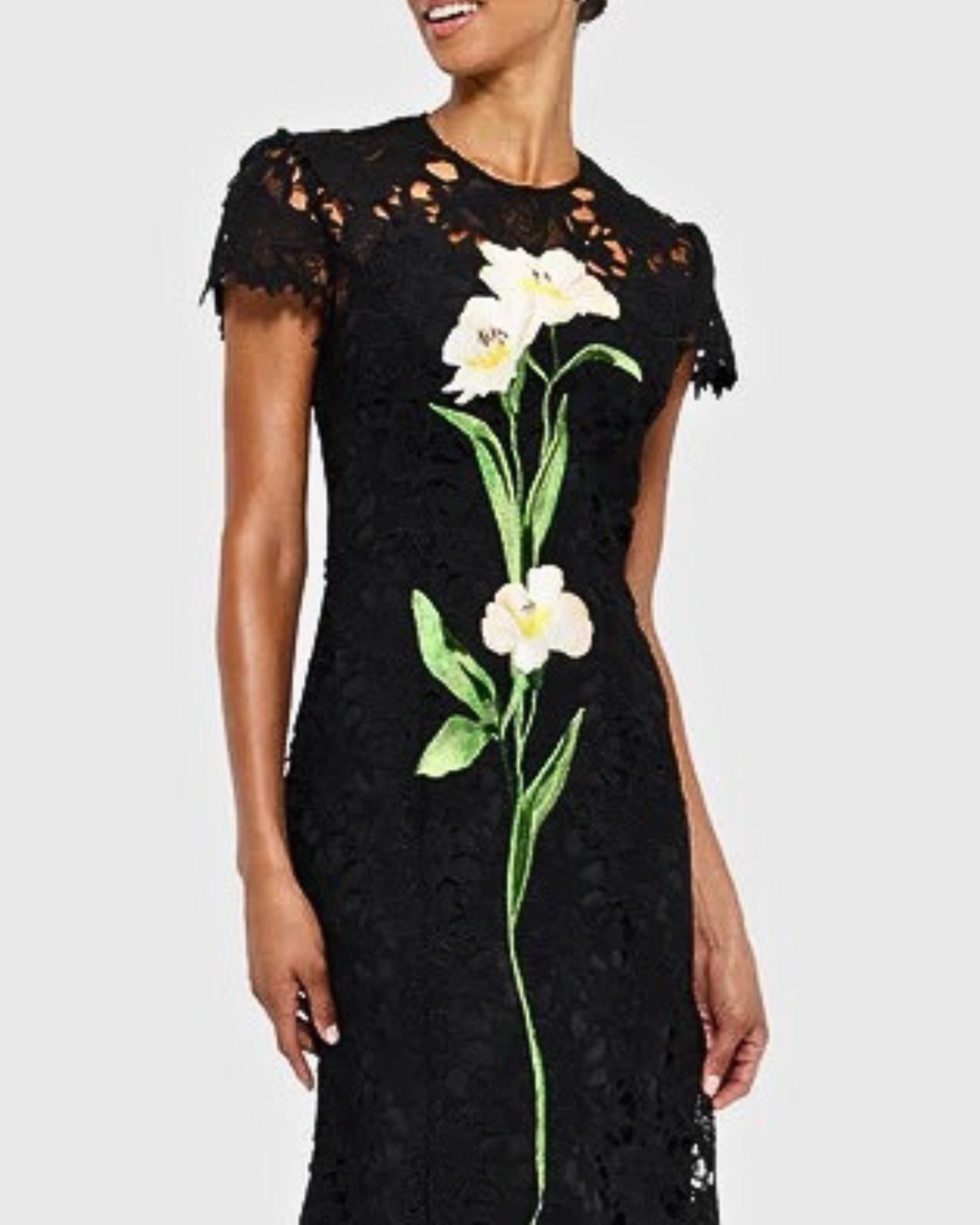 leo lin monique embroidered lace maxi dress LEO LIN - Helena Embellished Lace Maxi Dress - Snow