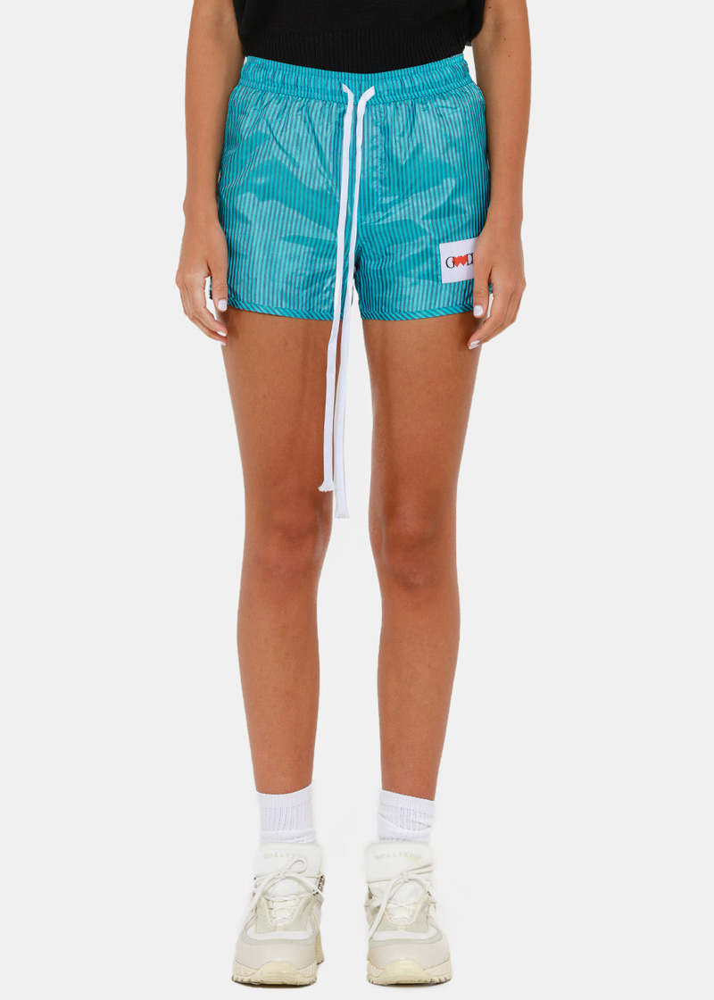 XOXOGOODBOY Heart Logo Patch Striped Shorts - Blue XOXOGOODBOY Heart Logo Patch Striped Shorts - Blue