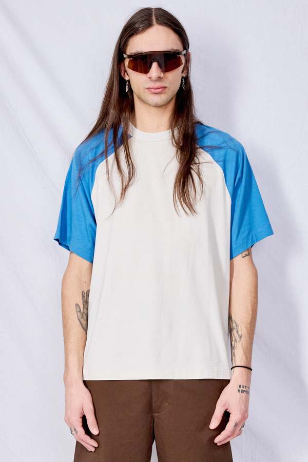 YMC Triple Raglan T-Shirt - Stone Blue YMC Triple Raglan T-Shirt - Stone Blue