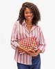 Clare V. Flat Clutch with Tabs - Rosa + Cream Puffy Woven Checker - Thumbnail 4