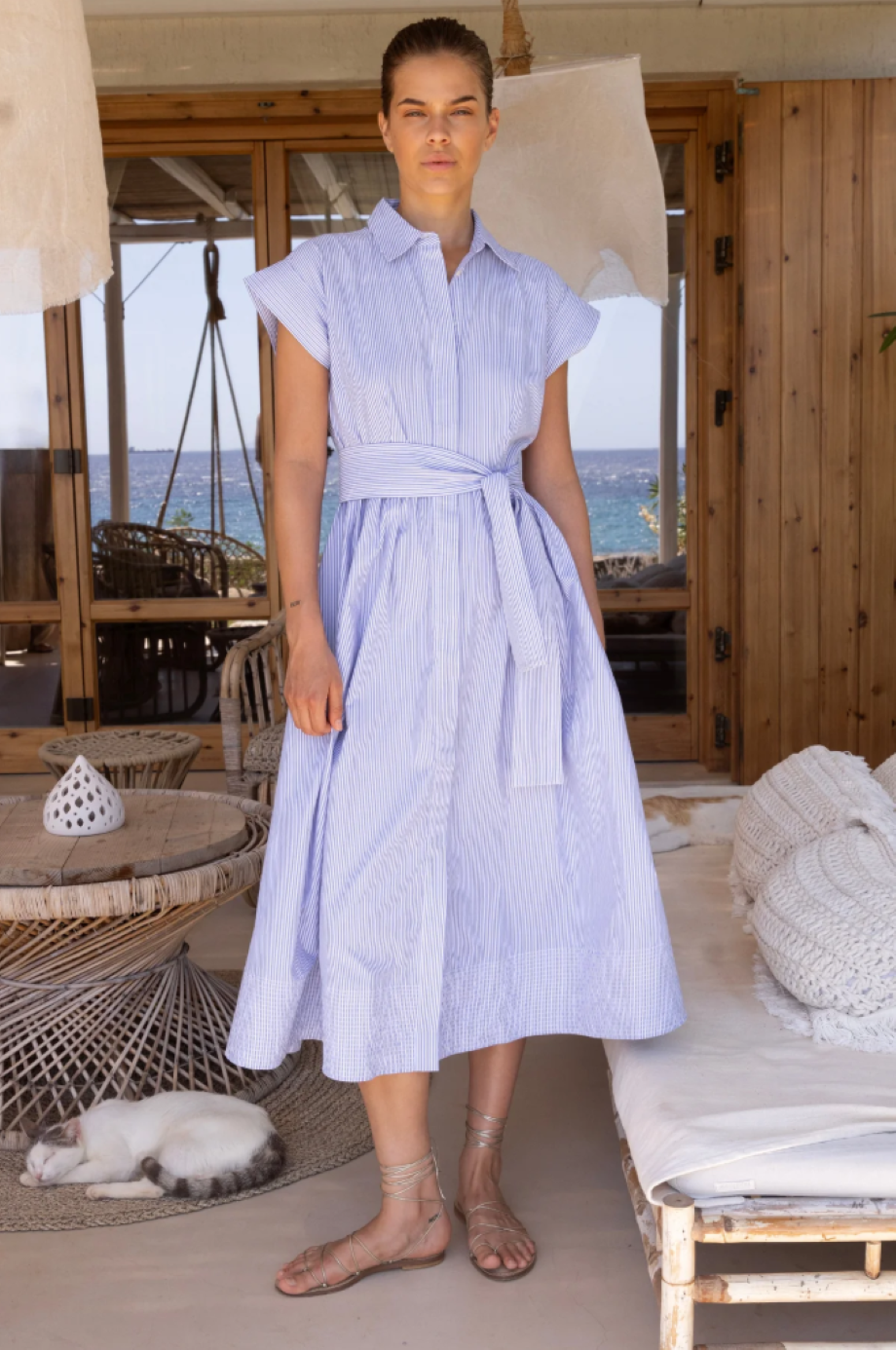 oliphant belted shirt dress Oliphant Belted Shirt Dress, Beckett Navy M