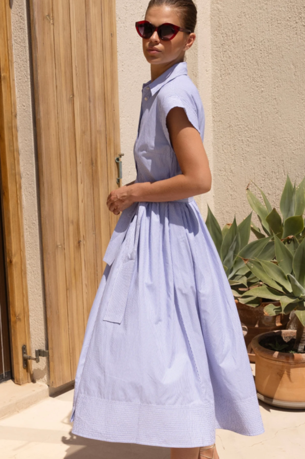 Oliphant Belted Shirt Dress - Chatham Blue | Garmentory