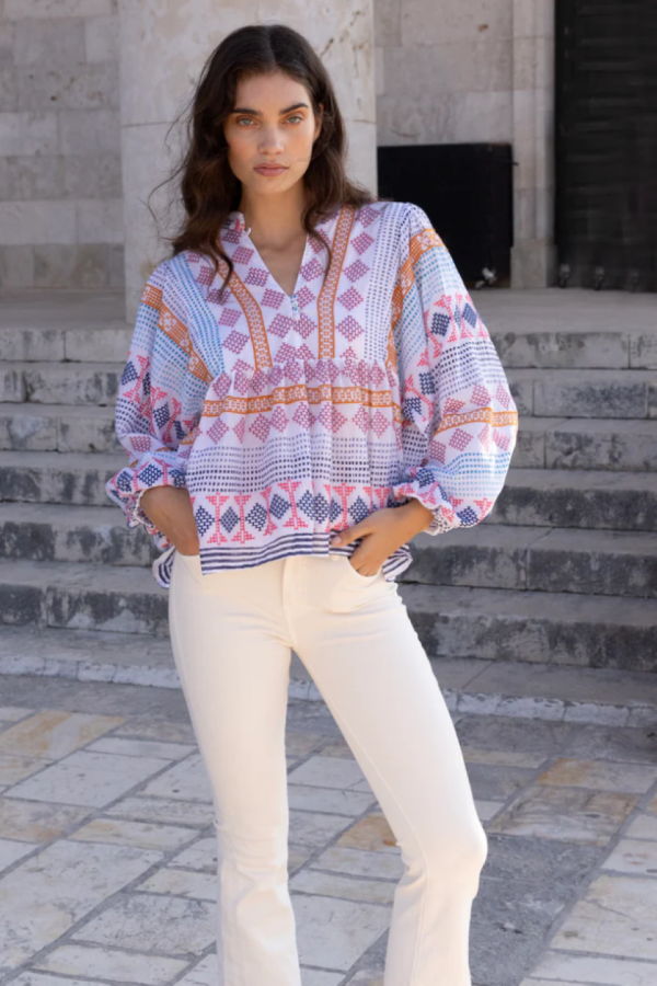 Oliphant Mandarin Balloon Top - Casablanca