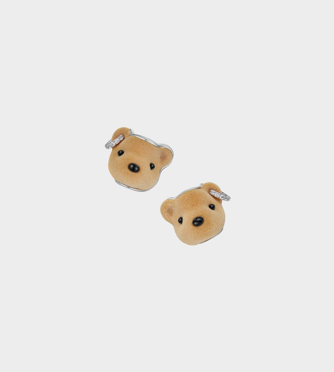 ♡yvmin♡Furry Bear Earring Pink